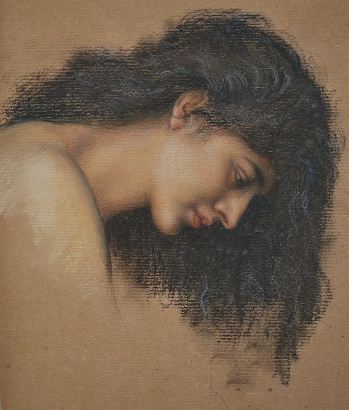 Evelyn De Morgan - Study of female head for The Cadence of Autumn