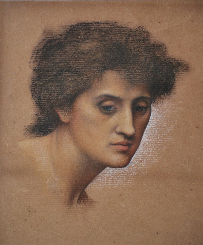 Evelyn De Morgan - Study of female head for The Cadence of Autumn