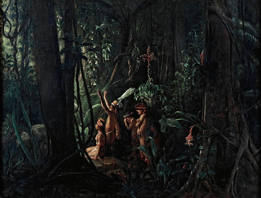 François–Auguste Biard - Amazonian Indians Worshiping the Sun God