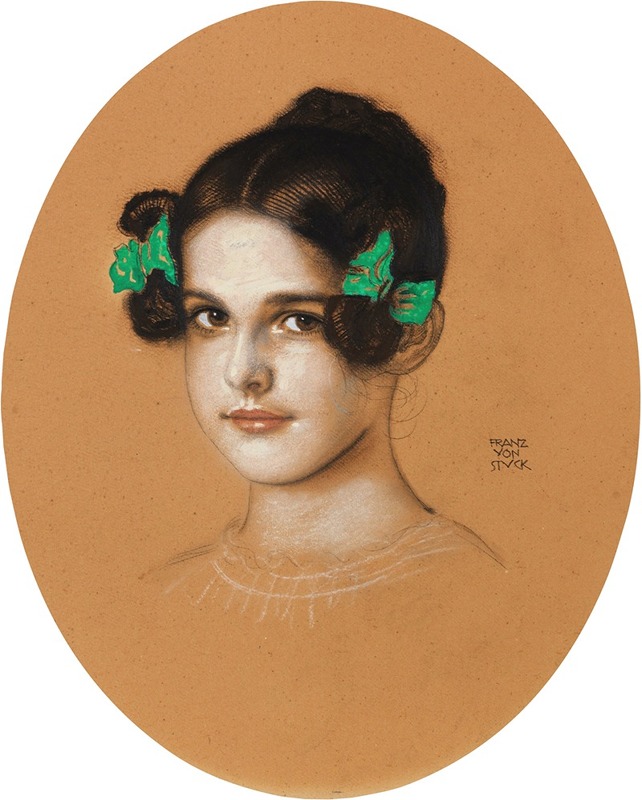 Franz von Stuck - Bildnis der Tochter Mary mit grünen Schleifen