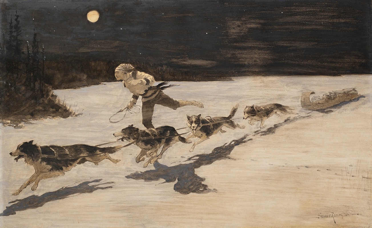 Frederic Remington - ‘Huskie’ Dogs on the Frozen Highway (Talking Musquash)
