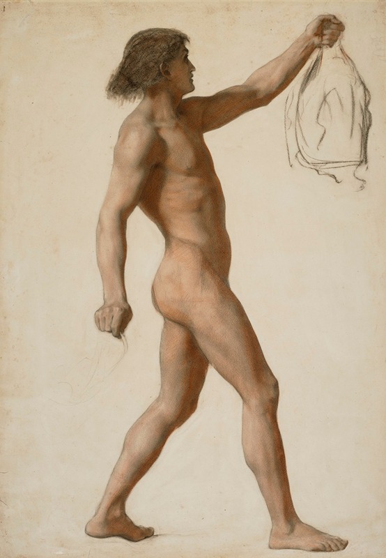 Frederick Trevelyan Goodall - A nude study of a standing young man holding a head