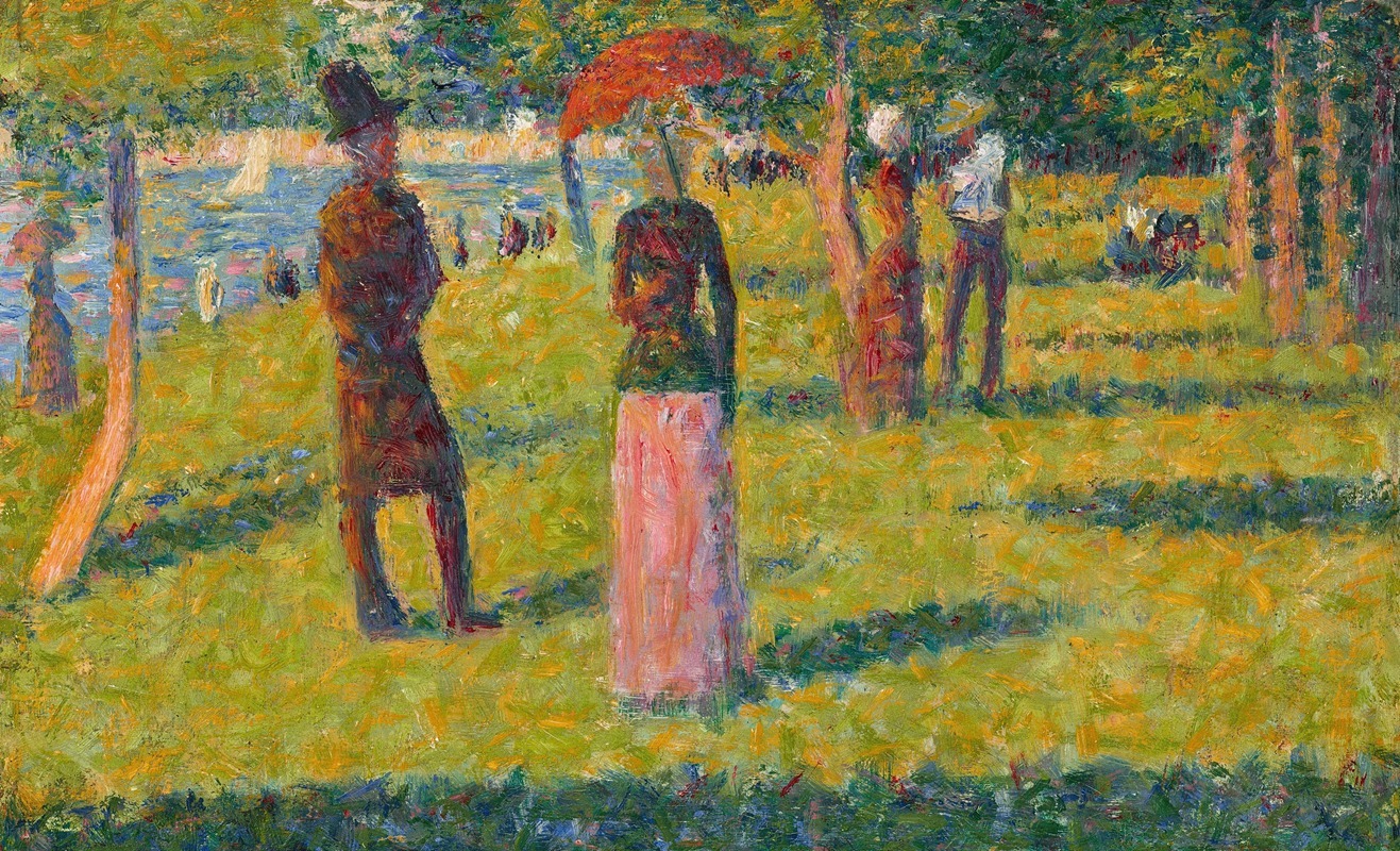 Georges Seurat - Paysage et personnages (La jupe rose)