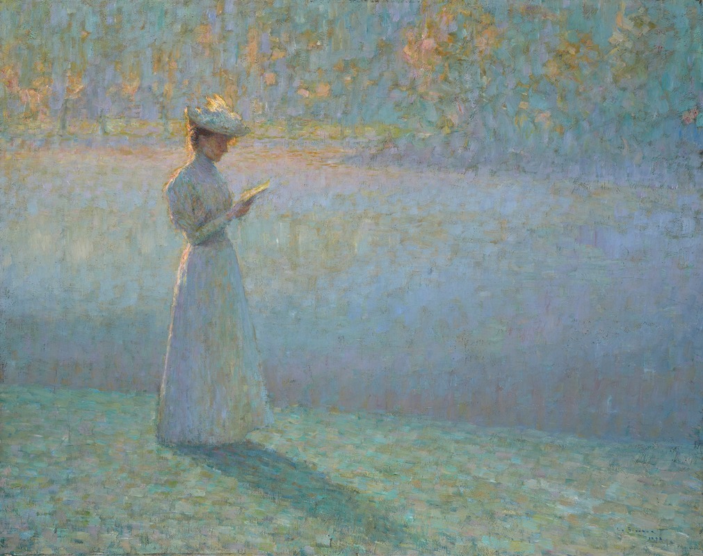 Henri Le Sidaner - Femme lisant dans un paysage
