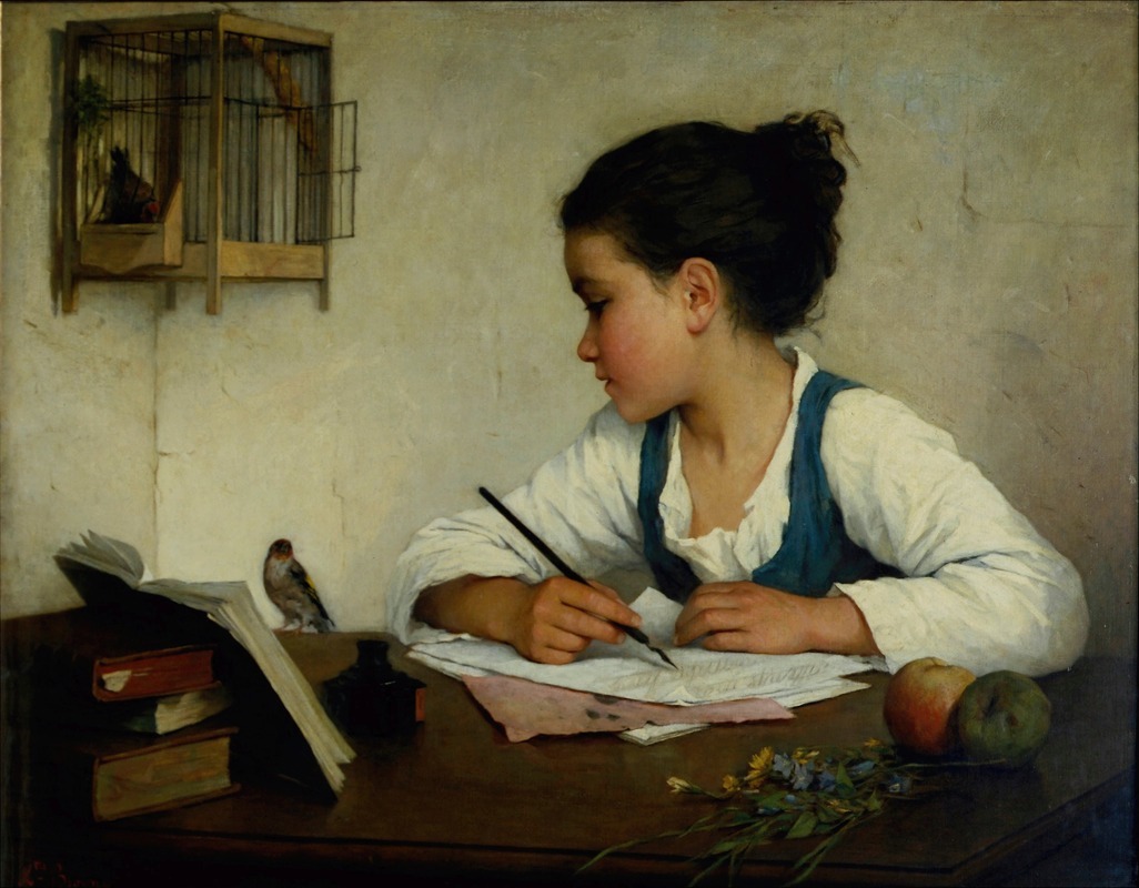 Henriette Browne - A Girl Writing; The Pet Goldfinch
