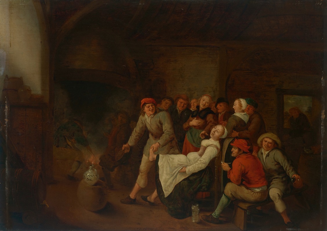 Jan Miense Molenaer - A tavern interior with peasants merrymaking