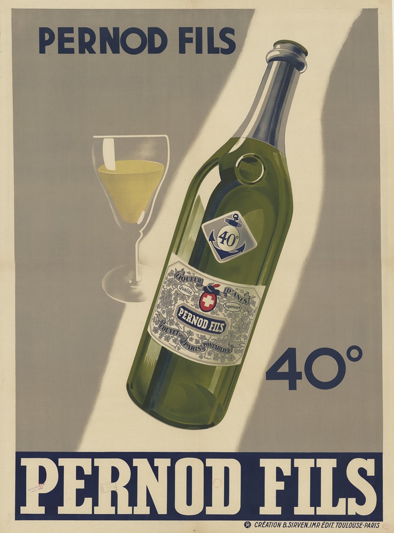 Imp. B. Sirven - Pernod Fils. 40° affiche