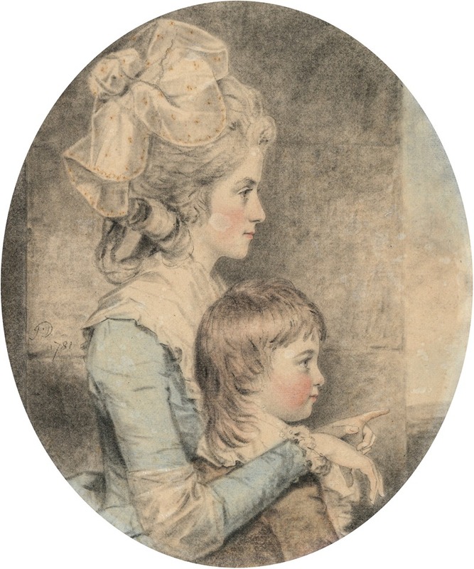 John Downman - Portrait of Miss Dehany Hall (1759-1822) and her nephew Charles Lawrence (1776-1853)
