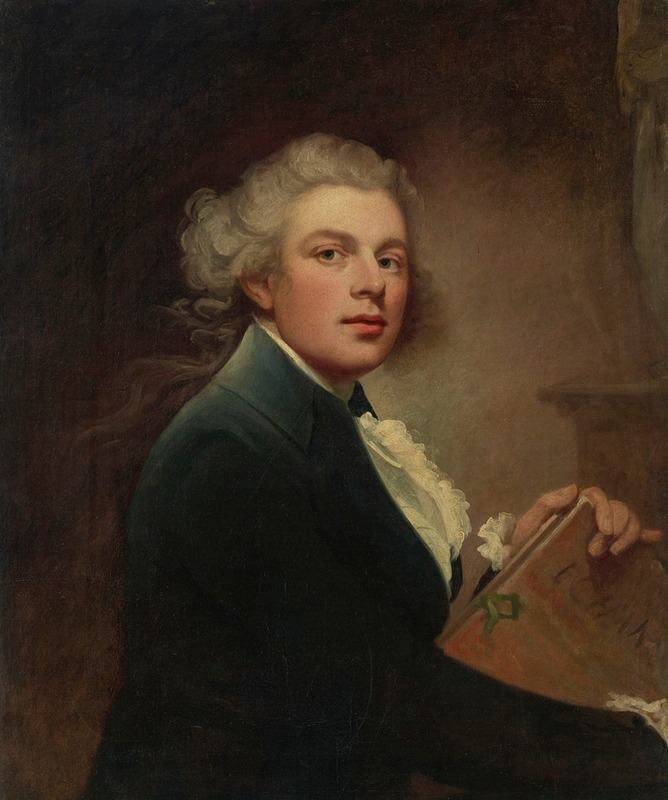 John Westbrooke Chandler - Portrait of the artist, half-length, holding a portfolio