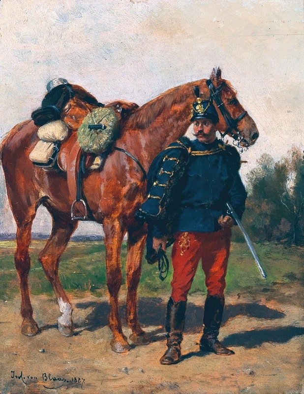 Julius von Blaas - An Austrian Hussar and His Horse