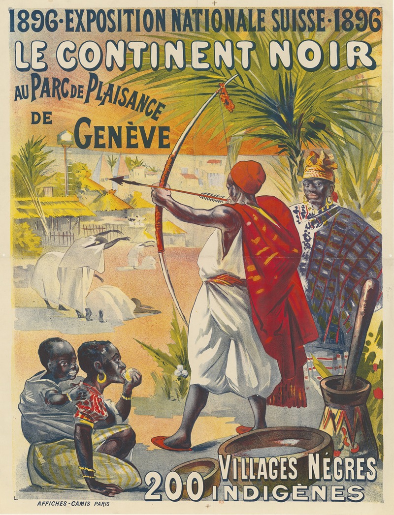 Imp. Camis - 1896-Exposition nationale suisse-1896. Le Continent noir au parc de Plaisance de Genève