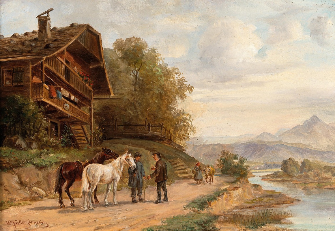 Ludwig Müller-Cornelius - Conversation among Horse Experts on a Country Road