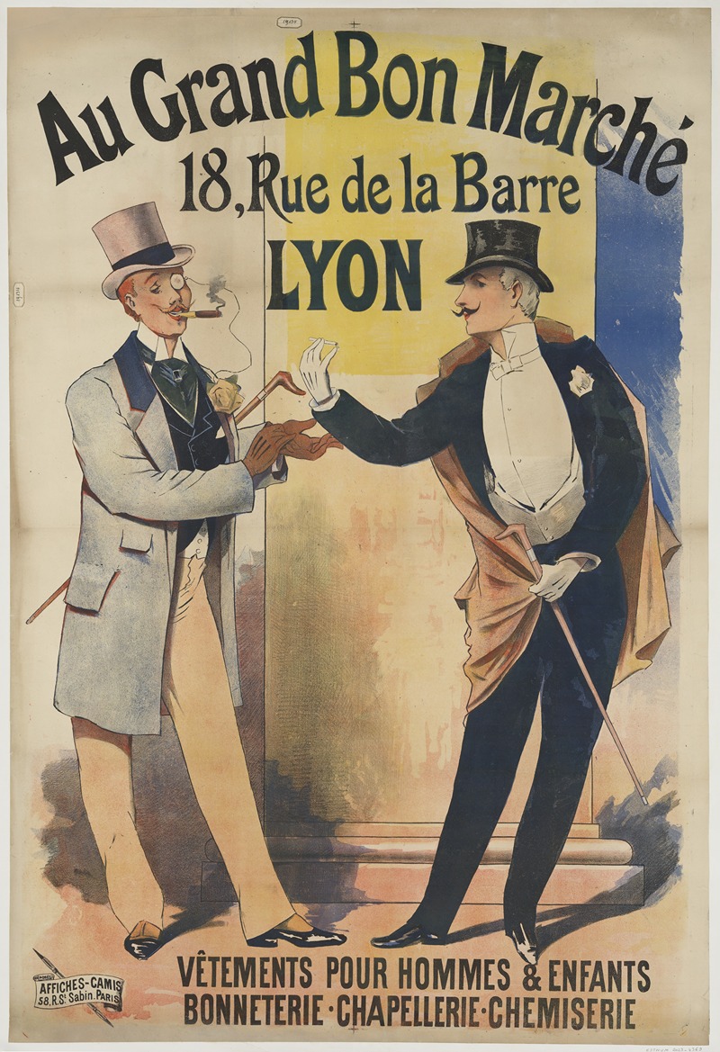 Imp. Camis - Au Grand Bon Marché. 18, rue de la Barre, Lyon. Vêtements pour hommes & enfants