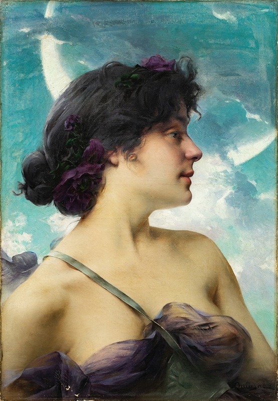 Paul Quinsac - Portrait of a Lady as Diana, also called A beauty in violet