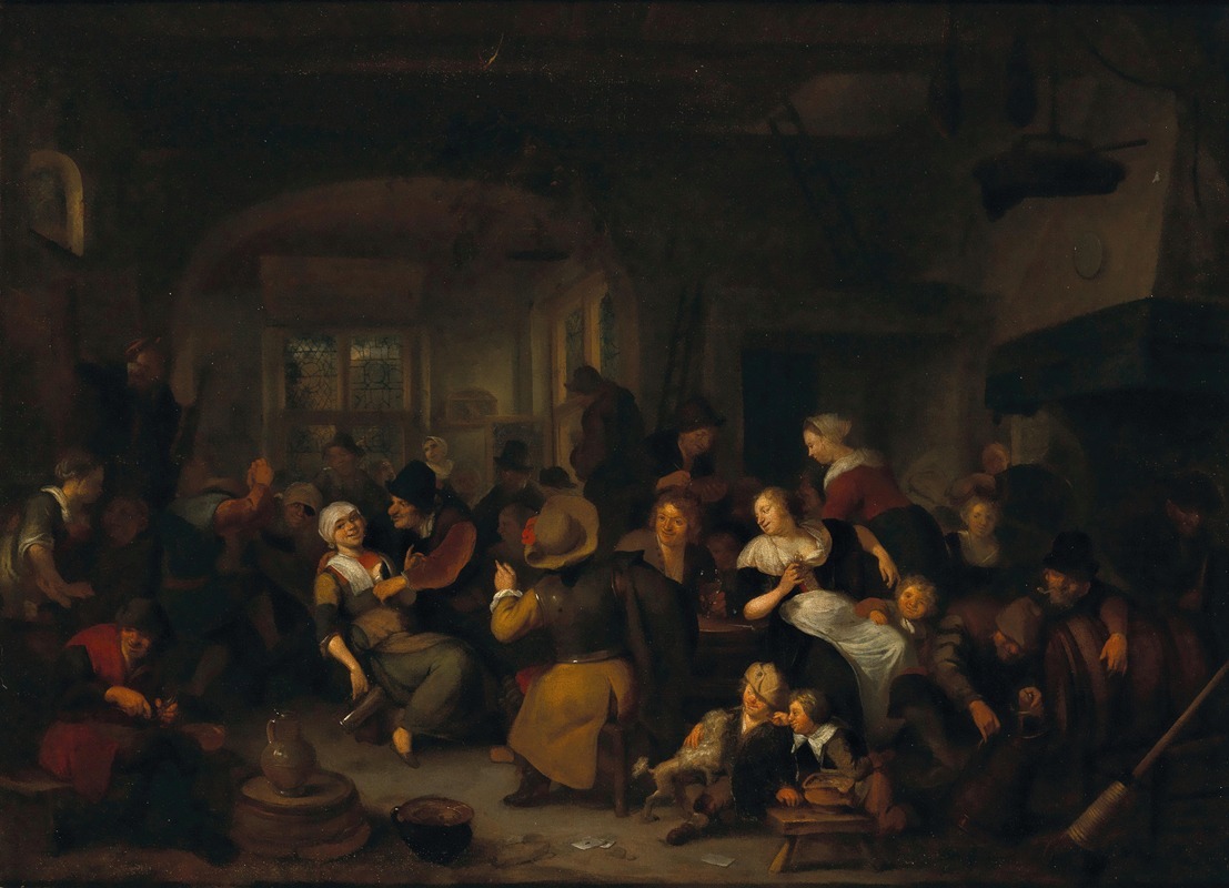Richard Brakenburgh - A tavern interior with peasants drinking