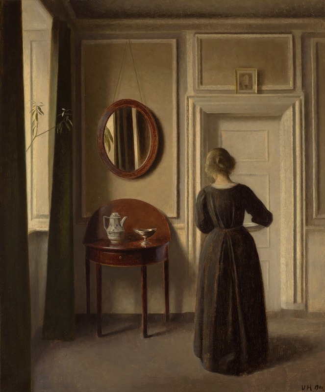 Vilhelm Hammershøi - Stue (Interior with an Oval Mirror)