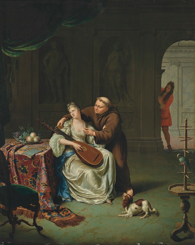 Willem Van Mieris - Tartuffe et Élmire supris par Damis, fils d’Orgon