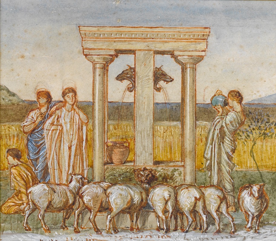 Albert Joseph Moore - Study for ‘Pastoral scene of shepherds and maidens at a well’ c.1886