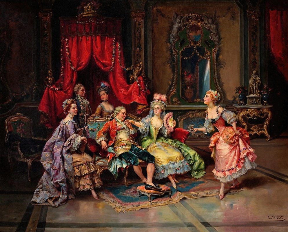 Cesare Auguste Detti - Louis XV in the throne room