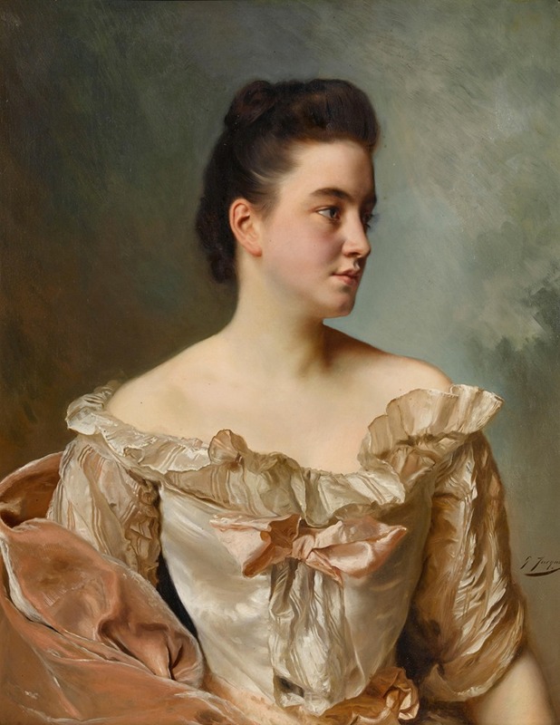 Gustave Jean Jacquet - A portrait of a lady in pink