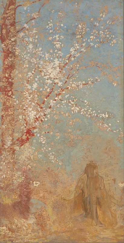 Odilon Redon - Figure under a blossoming tree