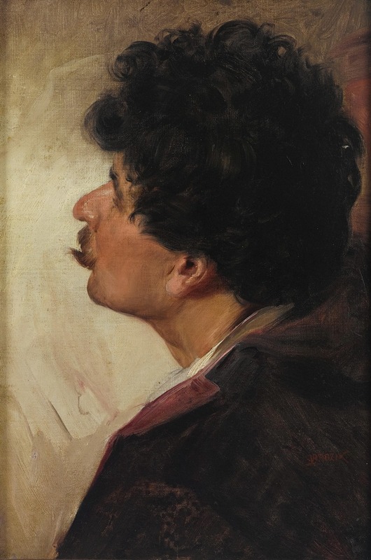 Václav Brožík - A portrait of a man in profile