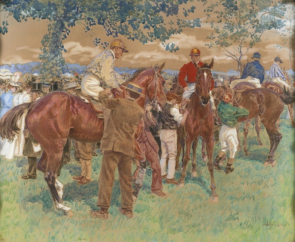 Adolphe-Gustave Binet - Le paddock avant le derby