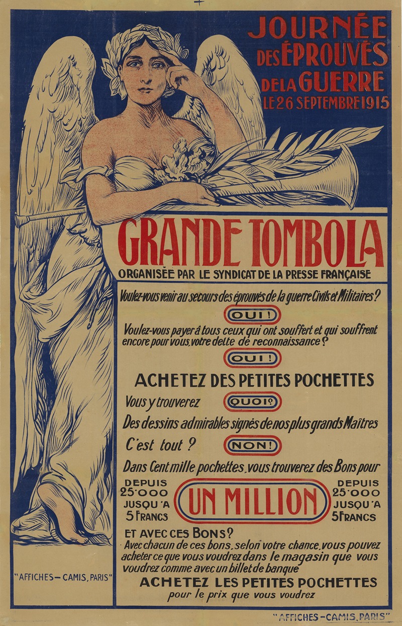 Imp. Camis - La Journée des éprouvés de la guerre. Grande tombola