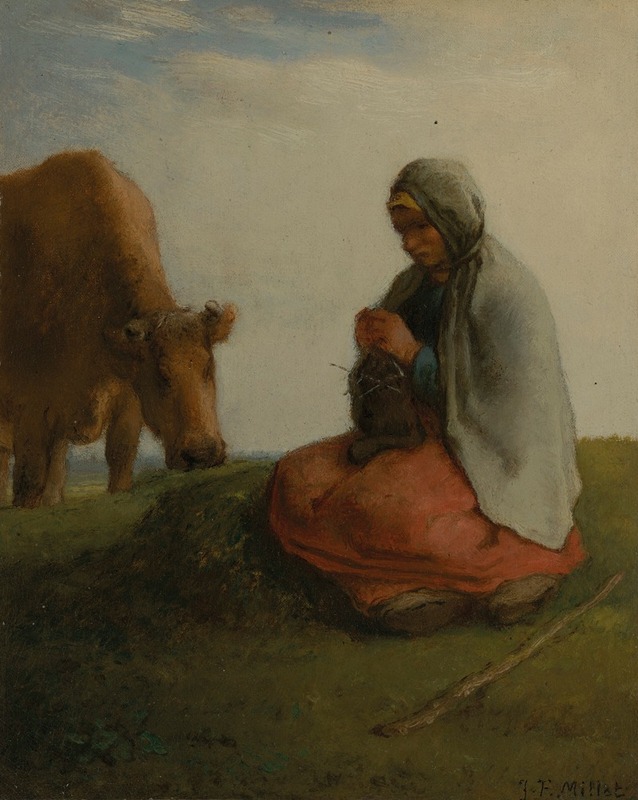Jean-François Millet - A shepherdess knitting