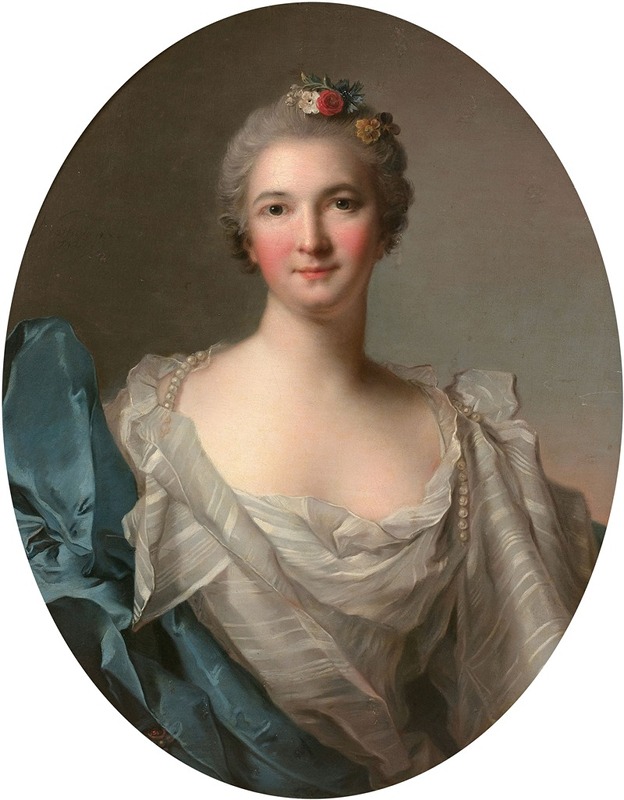 Jean-Marc Nattier - Portrait d’une dame de qualité à la robe blanche et au drapé bleu
