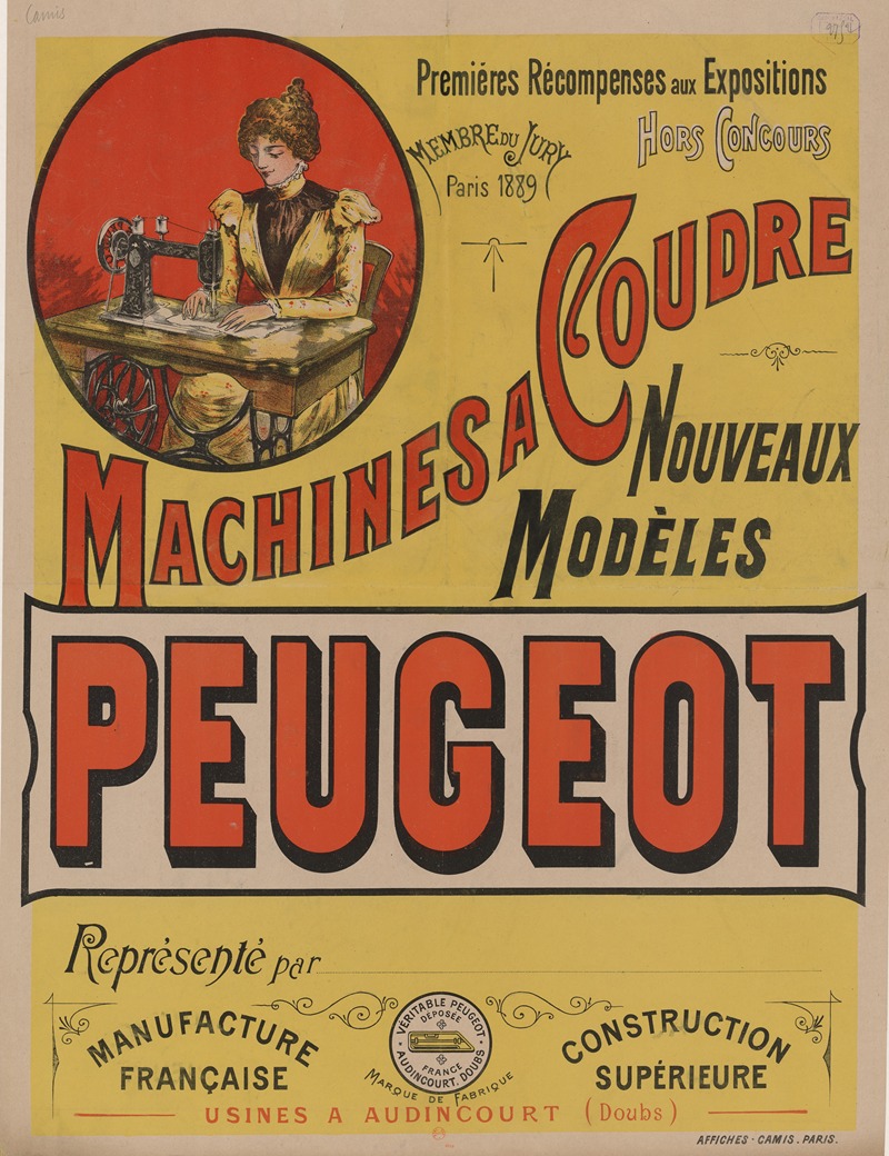 Imp. Camis - Machines à coudre Peugeot, nouveaux modèles