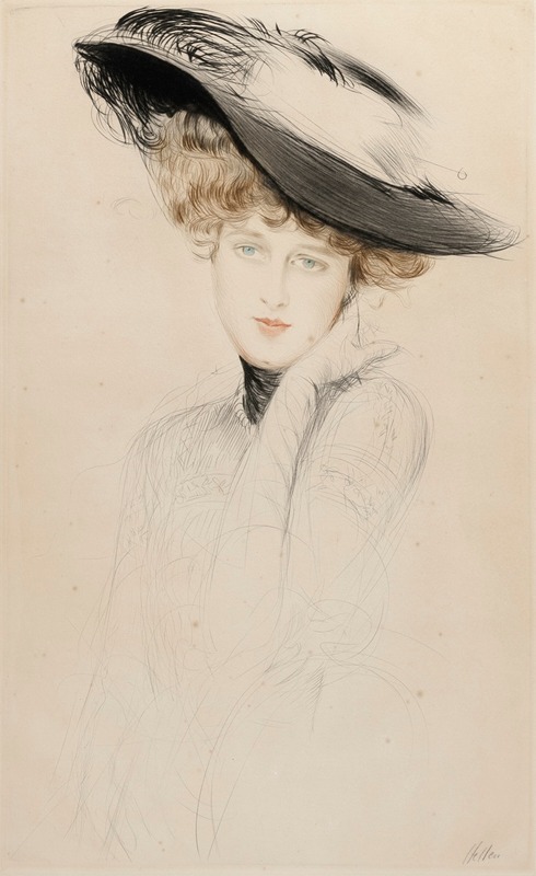 Paul César Helleu - Portrait de femme au chapeau