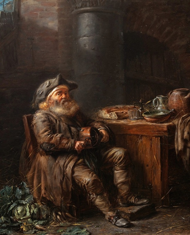 Alexandre Moitte - An old man playing the vielle in an interior