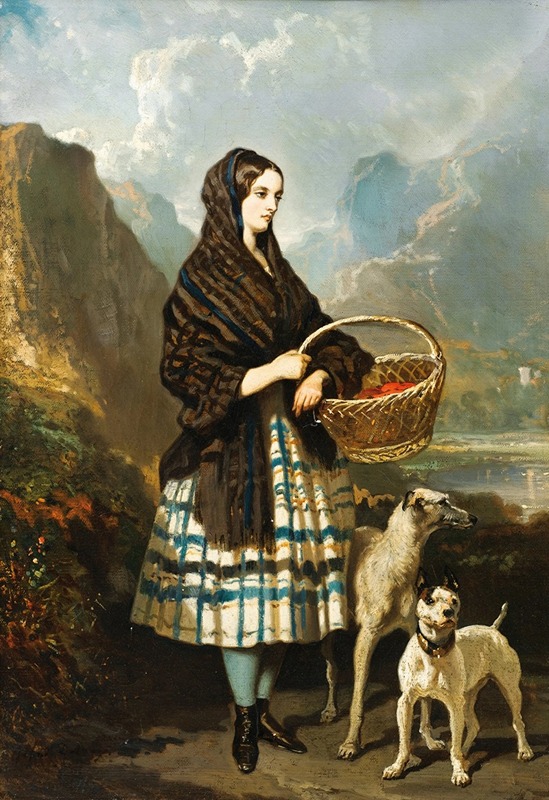 Alfred De Dreux - Jeune femme aux chiens