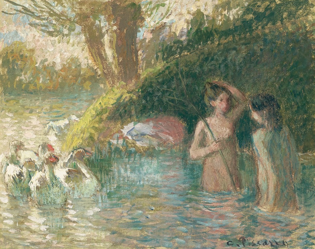 Camille Pissarro - Baigneuses gardeuses d’oies