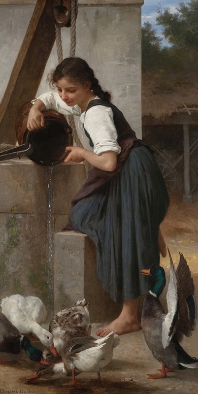 Elizabeth Jane Gardner Bouguereau - Girl at the Well (Un coin de ferme)