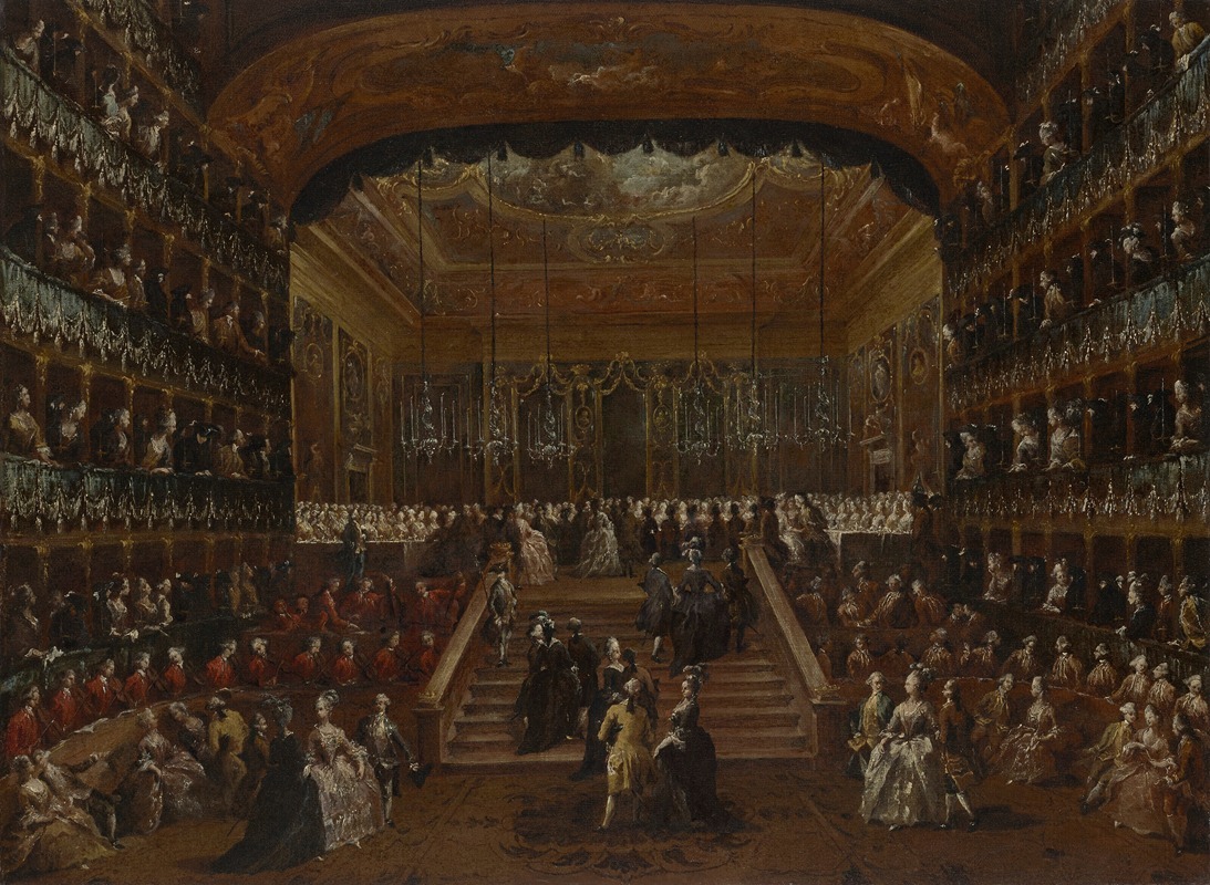 Francesco Guardi - The interior of the Teatro San Benedetto, Venice, with the 1782 ball in honor of the ‘Conti del Nord’