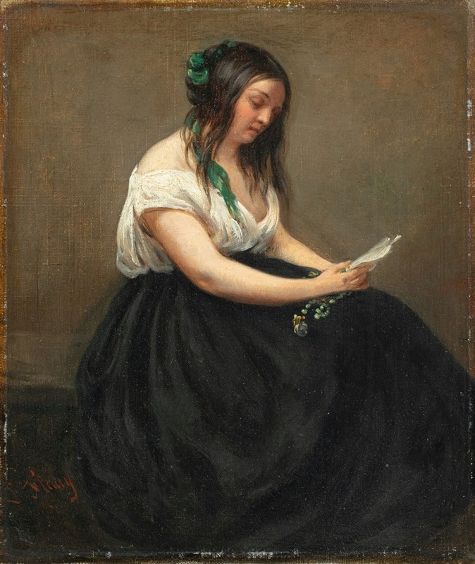 François Antoine Léon Fleury - Woman Reading a Letter
