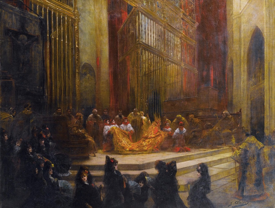 Georges Jules Victor Clairin - Elégantes dans une église espagnole