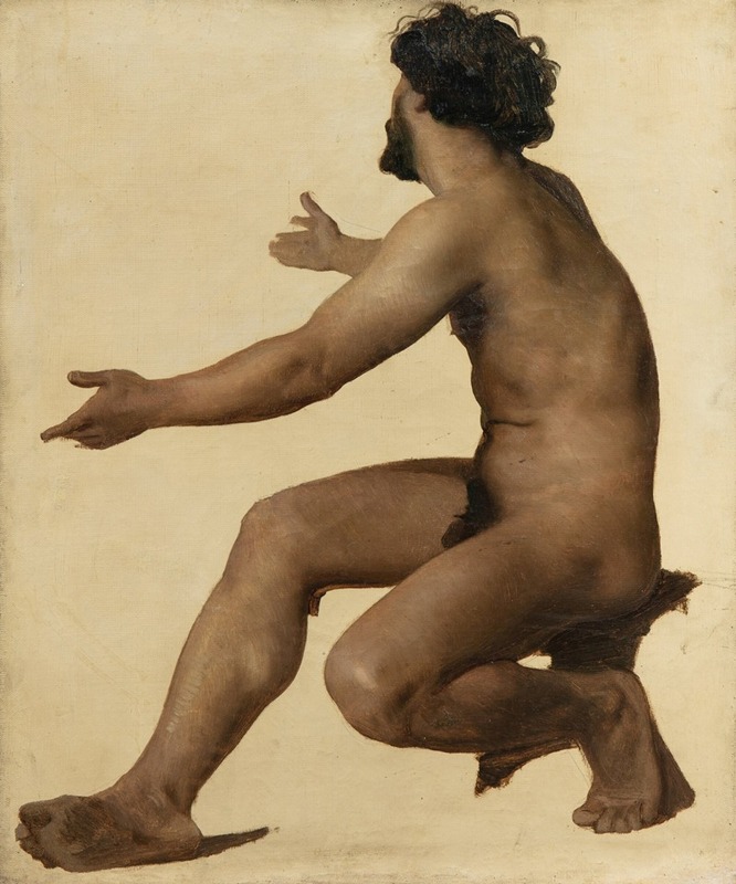 William Bouguereau - Etude d’homme les bras tendus, huile sur toile