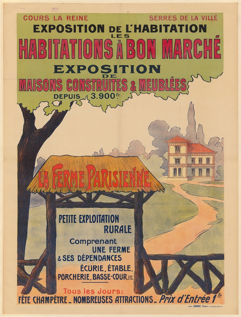 Imp. Chaix - Cours la Reine… Exposition de l’Habitation. Les habitations à bon marché, exposition de maisons construites et meublées