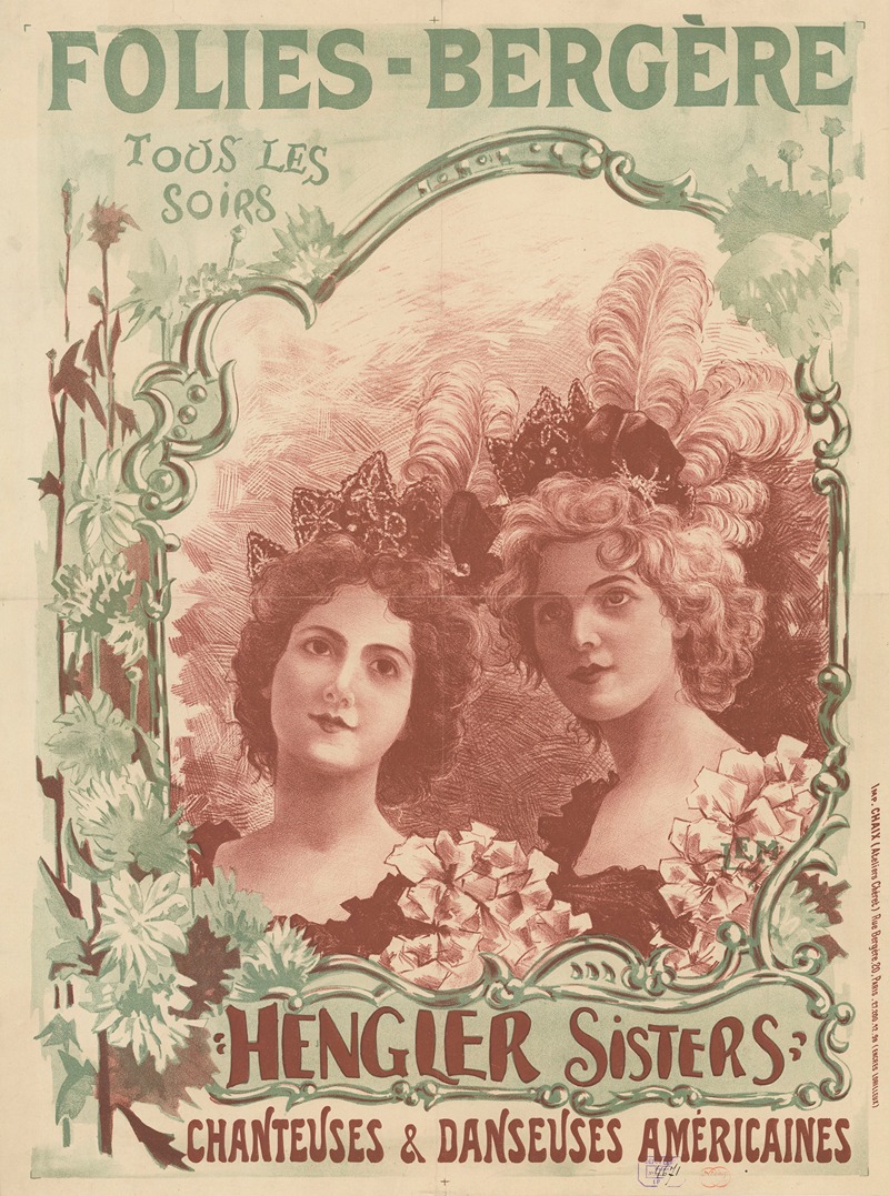 Imp. Chaix - Folies-Bergère, tous les soirs. ‘Henglers Sisters’, chanteuses et danseuses américaines