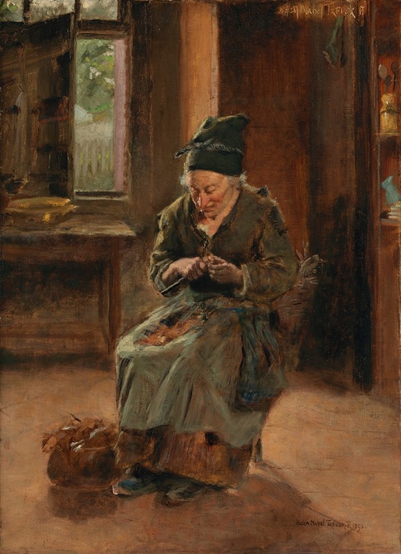 Helen Mabel Trevor - An Interior of a Breton Cottage