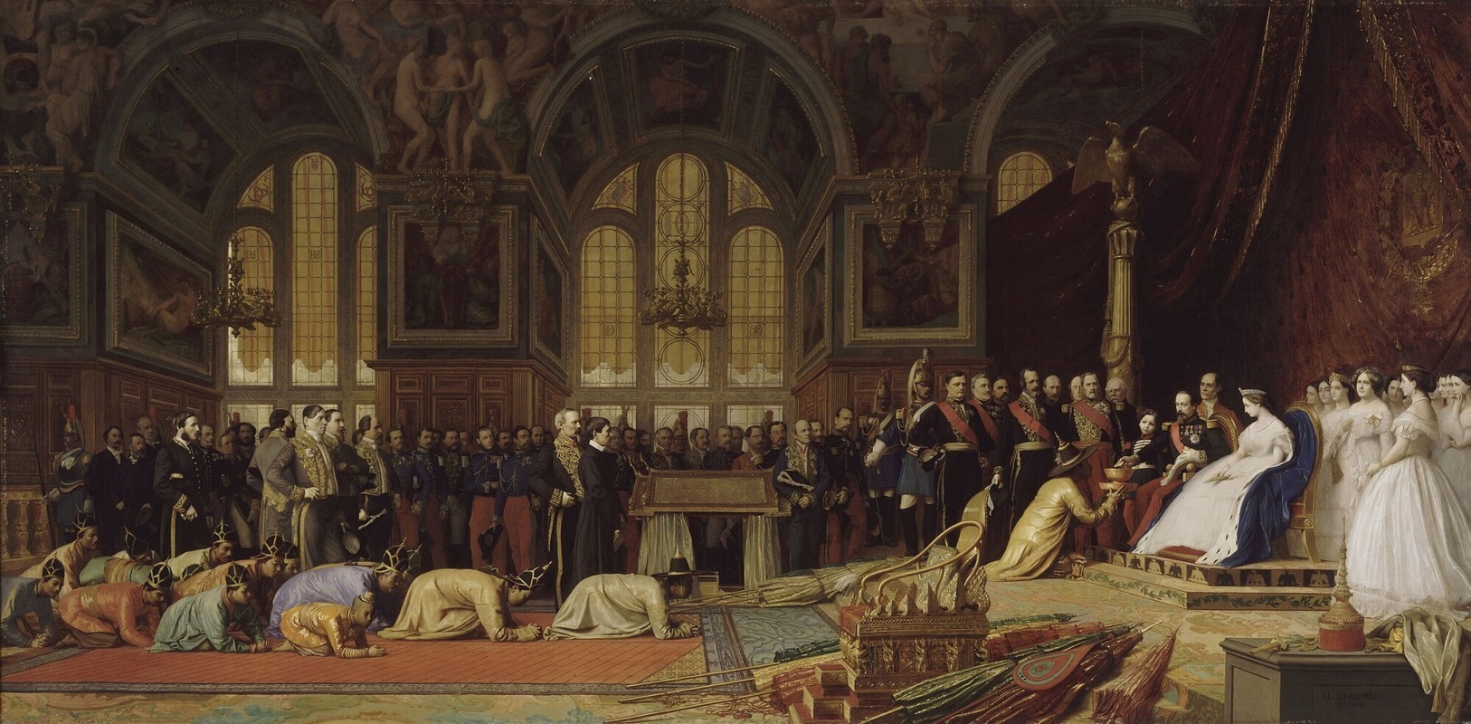 Jean-Léon Gérôme - Reception of the Siamese ambassadors by the Emperor Napoleon III at the Palace of Fontainebleau, June 27, 1861
