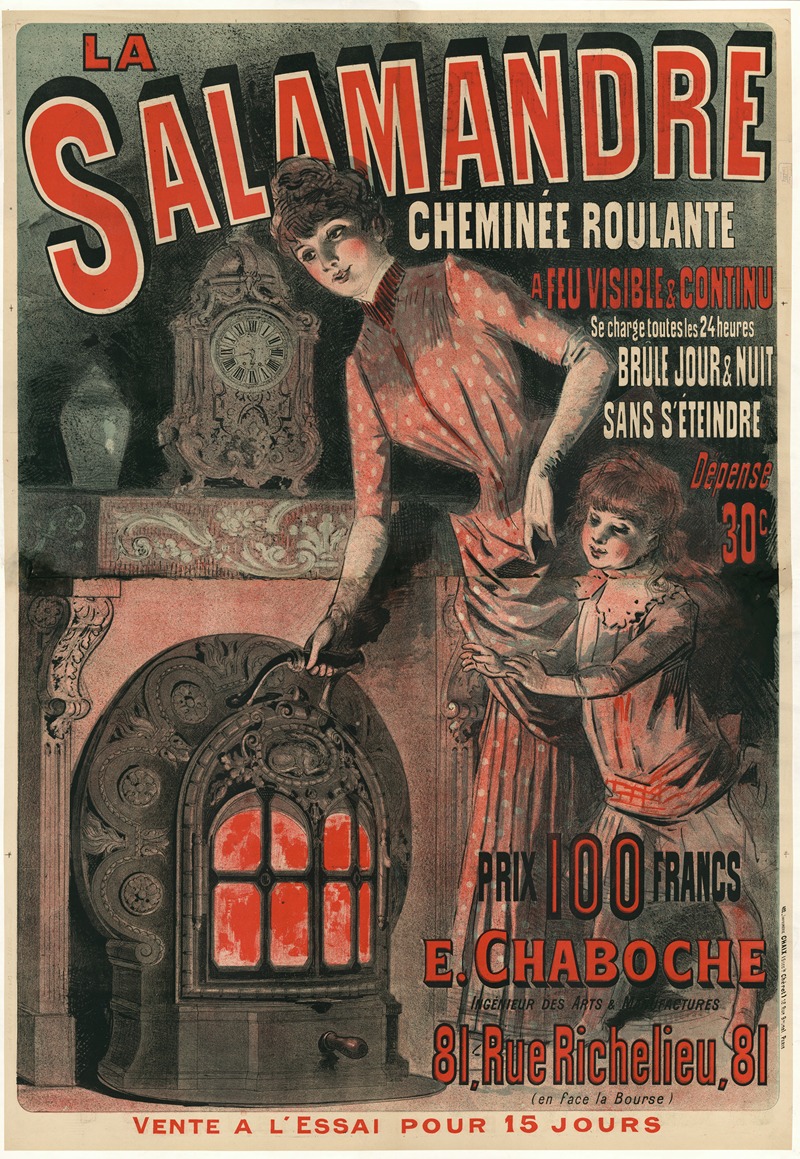 Imp. Chaix - La Salamandre, cheminée roulante à feu visible et continu