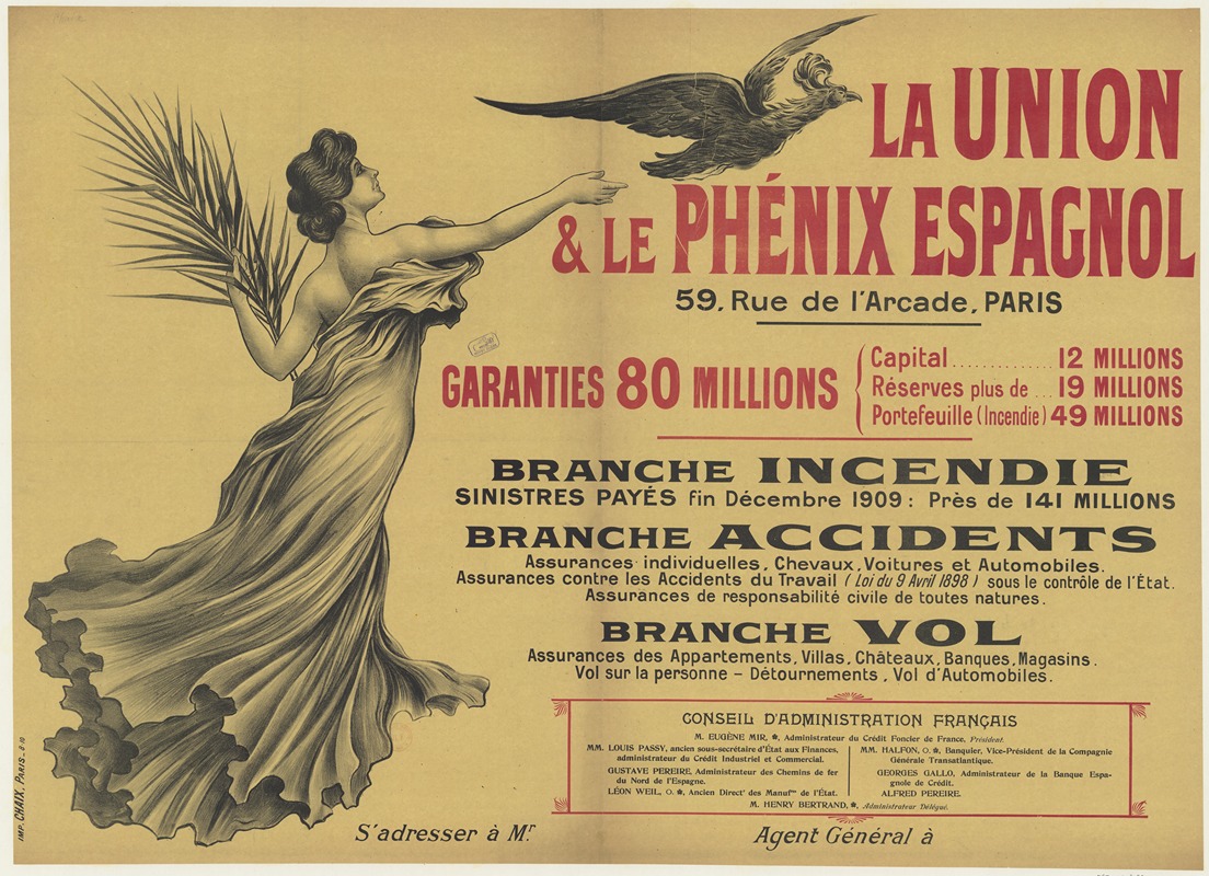 Imp. Chaix - La Union & le Phénix espagnol, 59 rue de l’Arcade, Paris