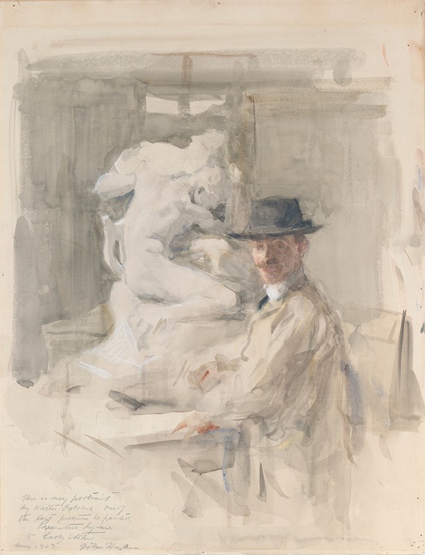 Walter Frederick Osborne - John Hughes (1865-1941), Sculptor, against his Sculpture of Orpheus and Euridice