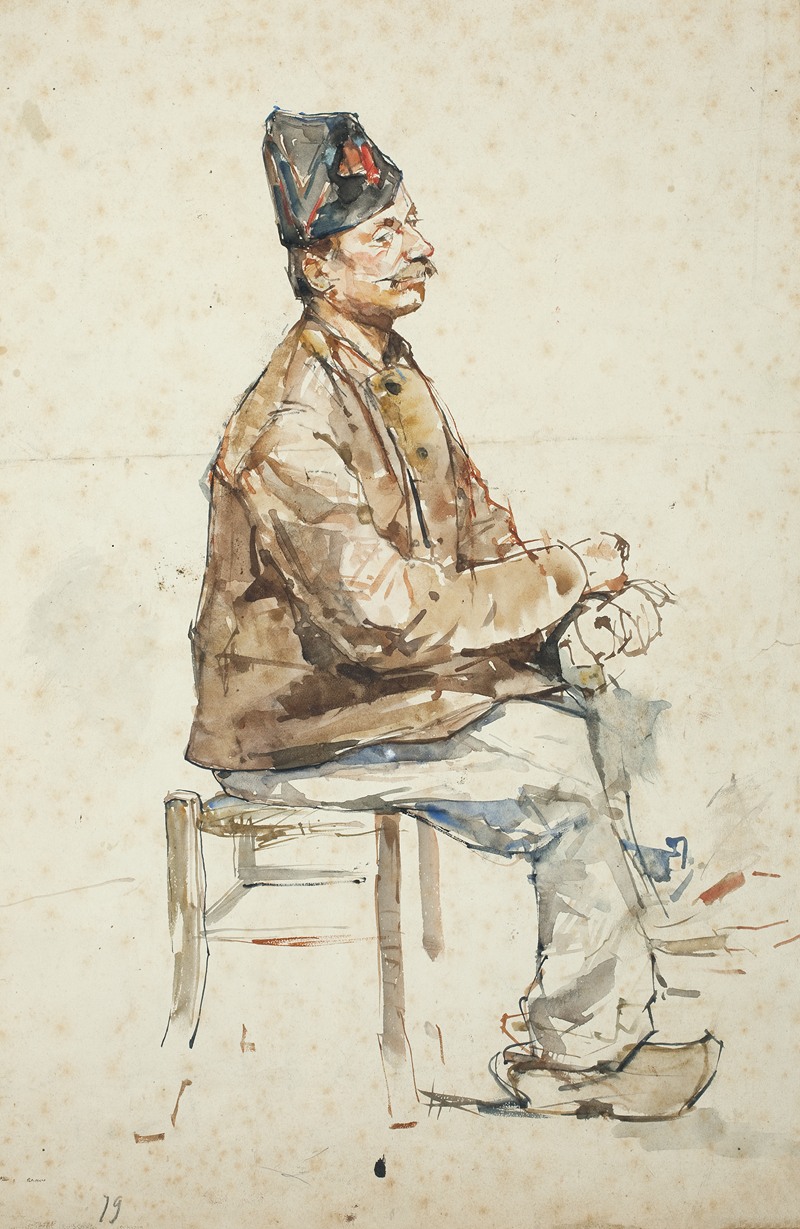 Floris Verster - Sitting man with hat and clogs