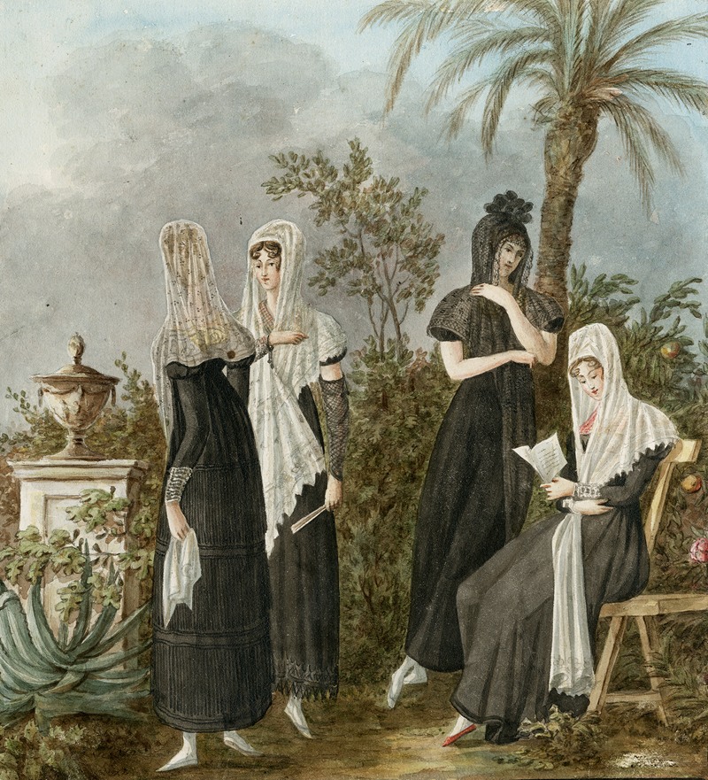 Otto Howen - Vier vrouwen in Spaanse klederdracht
