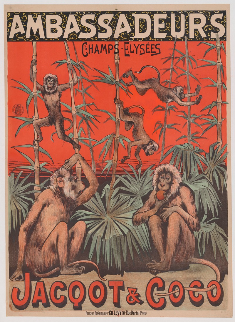 Imp. Charles Lévy - Ambassadeurs. Jacquot et Coco duo de singes